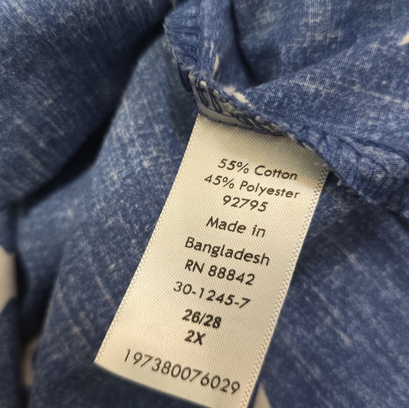 Woman Within Plus Perfect Pintuck Button Down Tunic Denim Look Stars 2x - Picture 5 of 5